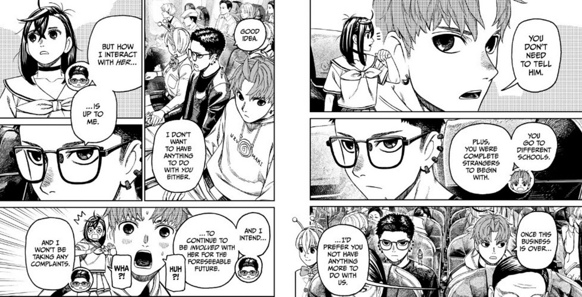 Zuma and Jiji's spat over Momo in Dandadan chapter 193 (Image via Viz Media)